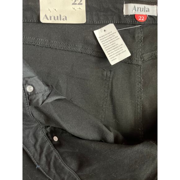Arula Plus 28.5”‎ High-Rise Cross-Waist Straight Fit Stretch Black Jeans Size 22 - Picture 7 of 9